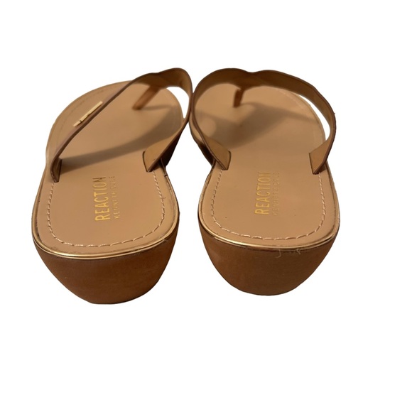 Reaction Kenneth Cole Platform Tan Wedge Sandals Size 9 - Picture 4 of 7
